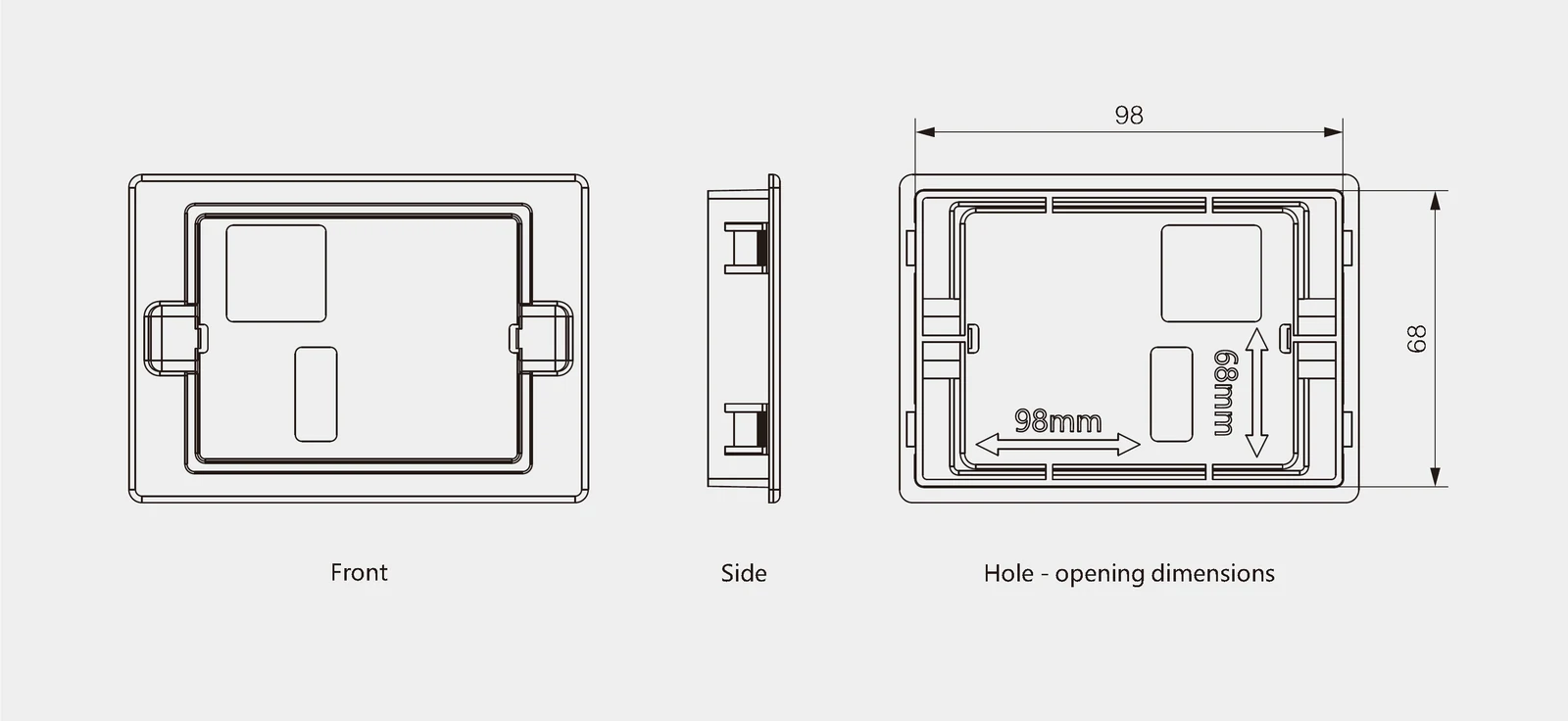 LNC510 General-Purpose Vector VFD (Split IGBT) Installation dimensions of the keyboard base