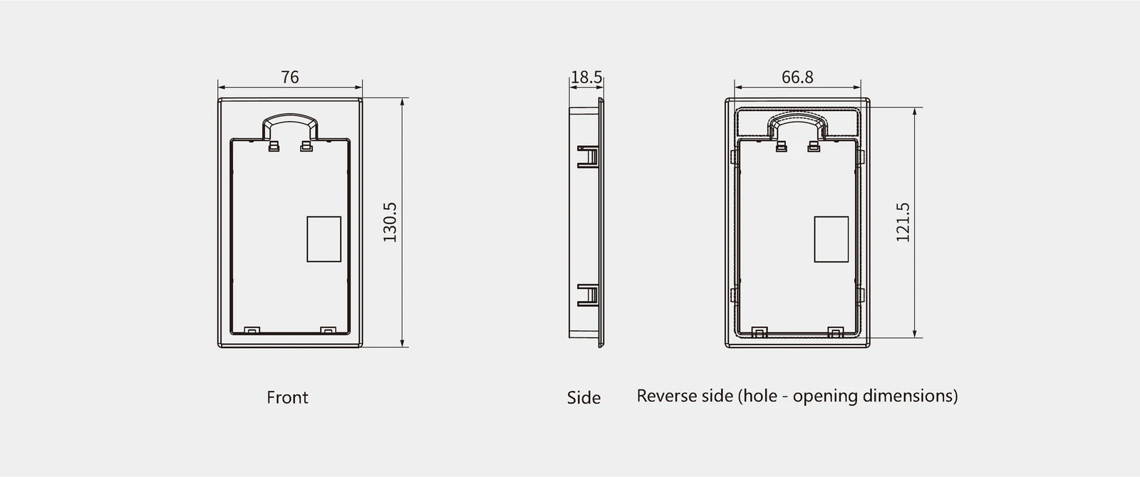 LNC820 General-Purpose VFD Diagrams of the overall dimensions and installation dimensions of the plastic structure